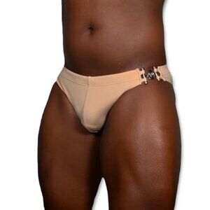 MCE Creations Apollo gold buckle swim briefs, olive, size M NWOT